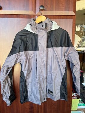 Men's Gray and Black Raincoat - Lightweight Waterproof Jacket